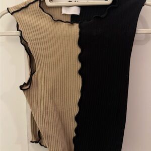 Elegant Black and Tan Sleeveless Top